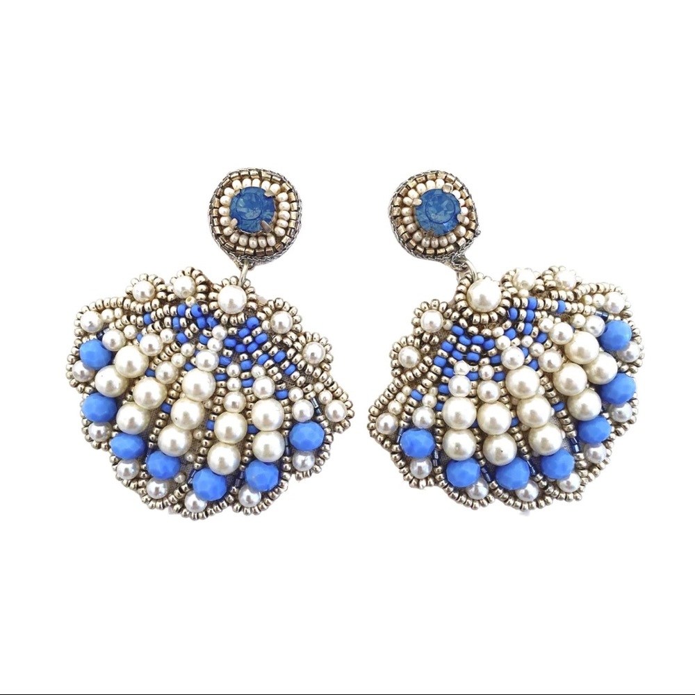 Periwinkle Beaded Shell Earrings